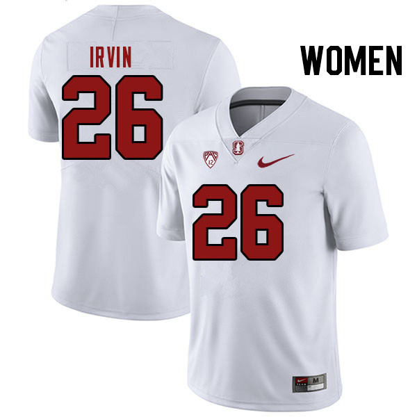 Women #26 Sedrick Irvin Stanford Cardinal College Football Jerseys Stitched Sale-White